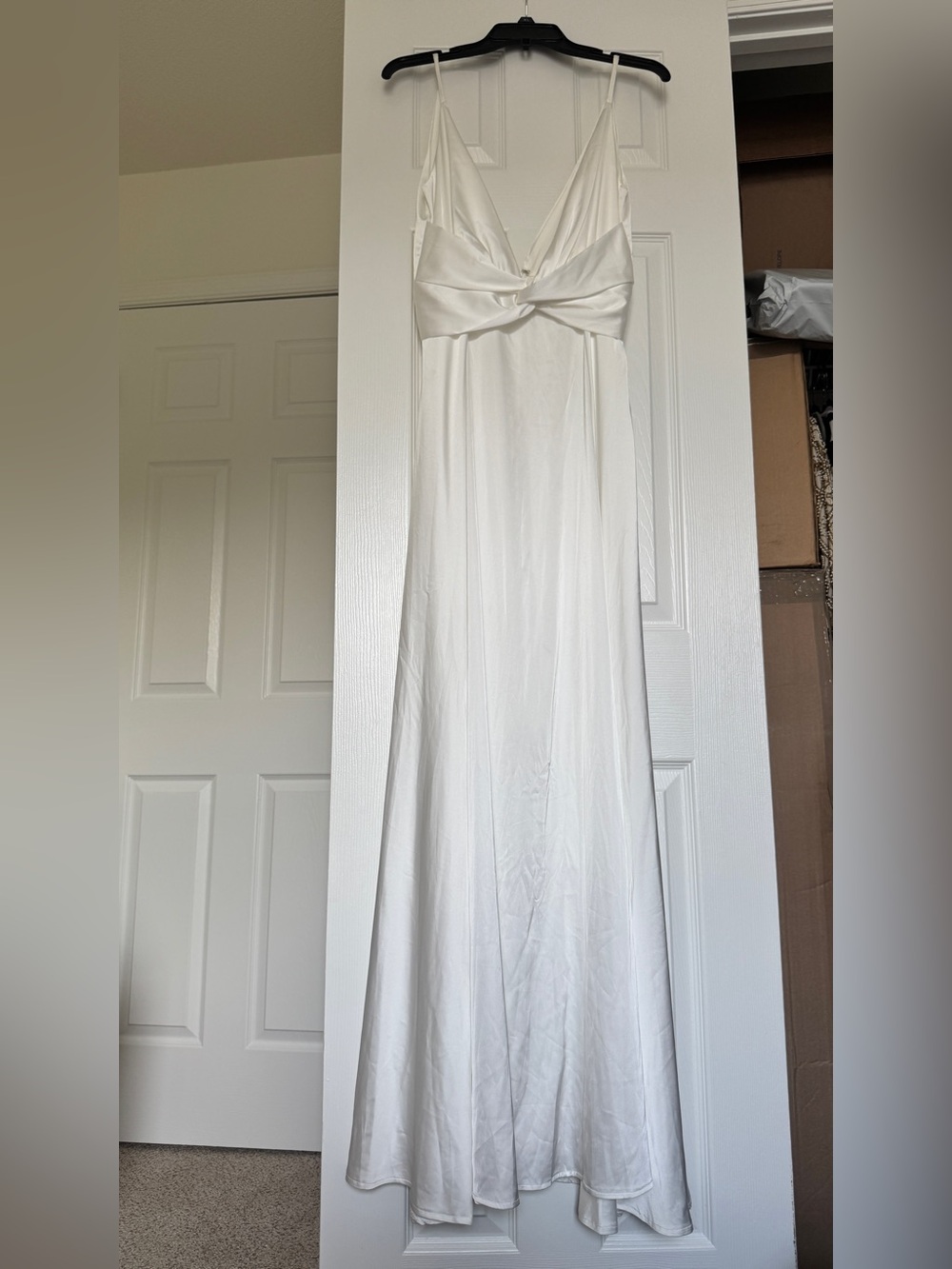 Luxxel Ivory Satin Maxi Dress